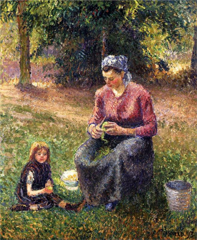 Peasant Woman and Child, Eragny - Camille Pissarro Paintings